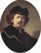 REMBRANDT Harmenszoon van Rijn Self-Portrait with Hat and Gold Chain oil painting reproduction